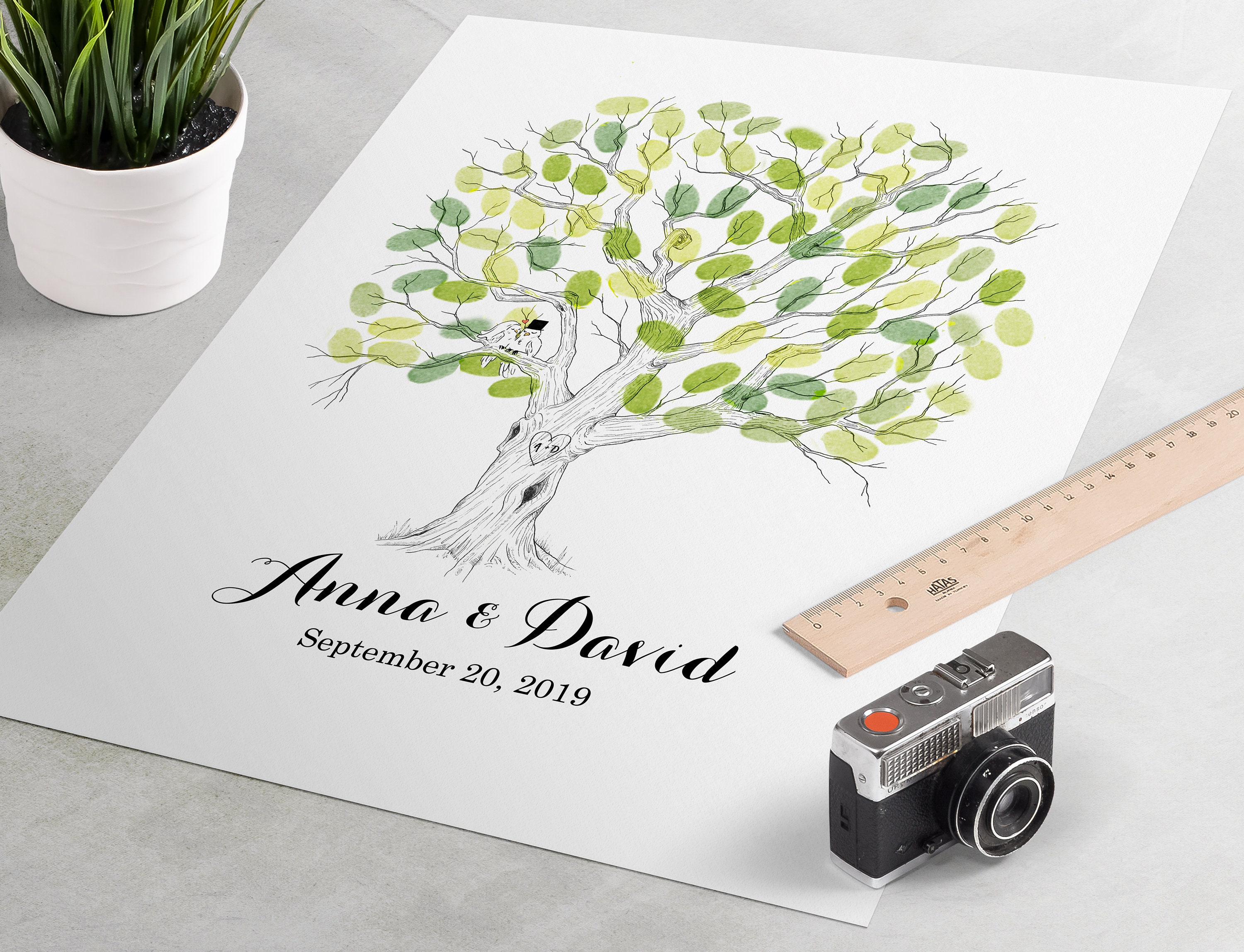 Guest Book - Fine Oak Guestbook is the perfect wedding guest sign in book alternative. Fingerprint guest book, finger print guestbook.