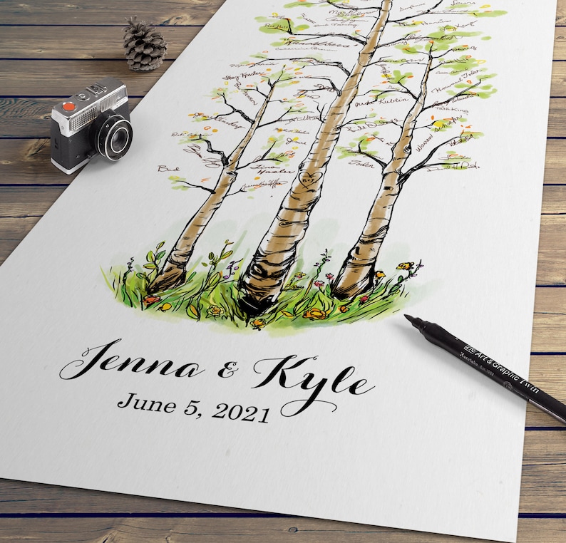 Signature Tree Guest Book Timeless Birch Wedding Guestbook Etsy