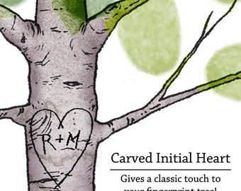 CARVED INITIAL  Wedding Guestbook Upgrade - Perfect addition to any of our fingerprint tree wedding guestbooks!