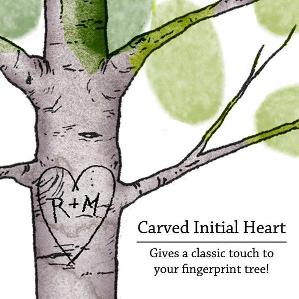 CARVED INITIAL  Wedding Guestbook Upgrade - Perfect addition to any of our fingerprint tree wedding guestbooks!