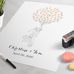 Floating on Air Wedding Guest Book: fingerprint guest book for wedding similar to fingerprint tree. thumbprint tree, guest book alternative