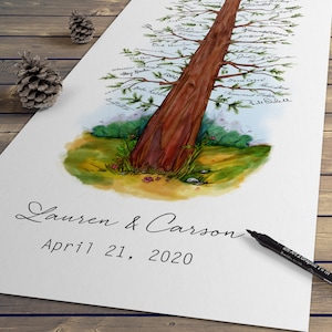 Signature Tree Guest Book - Classic Pine Wedding Guestbook Alternativa, Pine Tree, wedding sign-in wedding guestbook, non albero delle impronte digitali