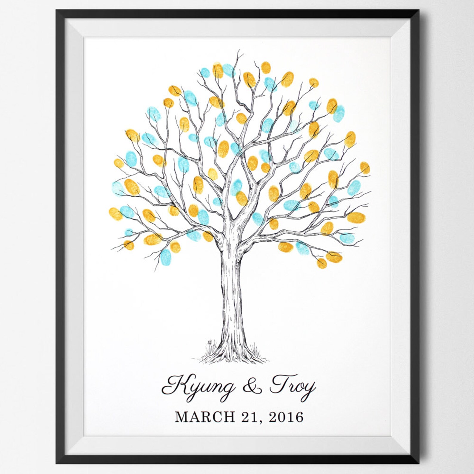 Fingerprint Tree Simple Oak Finger Print Tree the Wedding - Etsy