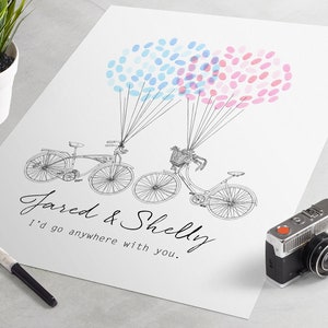 Wedding Guest Book: Bicycle Couple Fingerprint Guestbook for Wedding ...