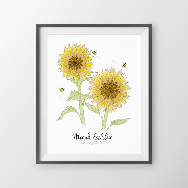 Sunflower Wedding Guest Book Flower Fingerprint Guest Book Etsy