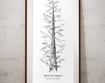 Wedding Guest Book - Rustic Redwood, Alternative Guest Book, unique guestbook, rustic home, home decor, wedding gift, signature tree conifer