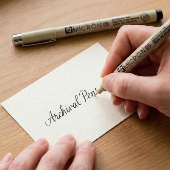 Archival Black Fine Tip Pen, Line Weight Compliments Artwork Without Overpowering, Smudge-Proof Signature Marker For Guestbook Alternative