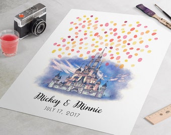 Cinderella&#39;s Castle Wedding Guest Book: Disney Wedding Sign In Guest Book. Fingerprint guest book for wedding, Disneyland Disneyworld