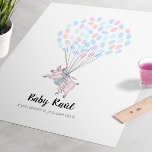 Baby Shower Guest Book: Flying Pig Baby Shower Guestbook, fingerprint tree, graduation guest book, baby shower gift, baby girl