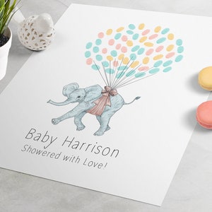 Baby Shower Guest Book Gift - Elephant Baby Shower Guest Sign In es el libro de visitas perfecto baby shower, árbol de huellas dactilares, arte de huella digital