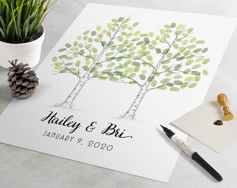 Wedding Art - Paired Aspen wedding guest book poster is a fun wedding guestbook sign in alternative.