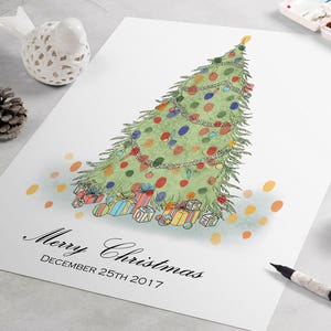 Christmas Guest Book: Christmas Tree fingerprint guest book similar to fingerprint tree. wedding guest book, holiday guest book activity