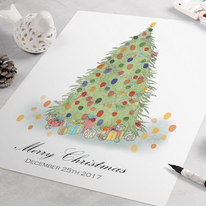 Christmas Guest Book: Christmas Tree fingerprint guest book similar to fingerprint tree. wedding guest book, holiday guest book activity