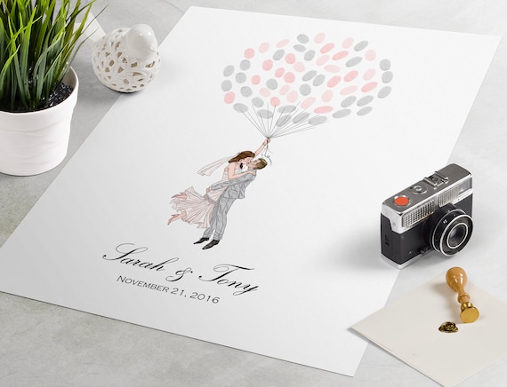 guest book alternative Floating on Air Wedding Guest Book thumbprint tree fingerprint guest book for wedding similar to fingerprint tree