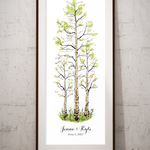 Signature Tree Guest Book - Timeless Birch Wedding Guestbook Alternativa, foglie verdi Birch Tree, cartello di nozze ospite