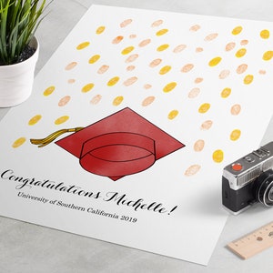 CUSTOMIZABLE CAP Graduation Guest Book - fingerprint guest book for graduation gift,  graduation gift, graduation party