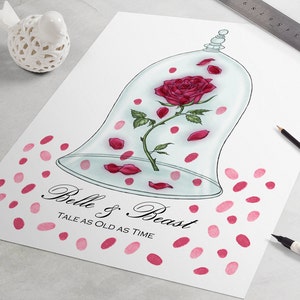 Enchanted Rose Wedding Guest Book: Beauty and the Beast Wedding Guestbook, Disney wedding, fingerprint tree, guest book alternative, sign in