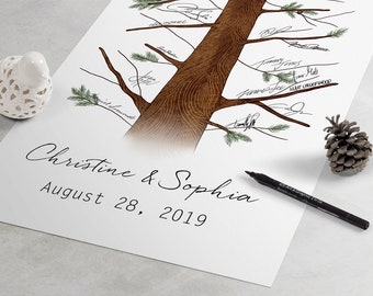 NEW Wedding Guest Book - Eternal Pine Tree Guestbook Alternative, Signature Tree, Pine Tree, Fingerprint Tree, wedding sign-in guestbook