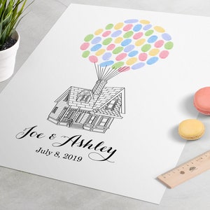 Up Wedding Guestbook, pixar up wedding, up house balloons,, up house wedding, up carl and ellie, up house sign in, up guest book, wedding