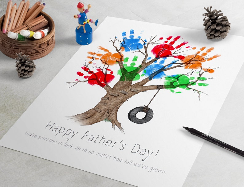 Father's Day Art Personalized hand print artwork. Fun | Etsy
