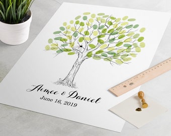Fingerprint Tree - Simple oak finger print tree, the wedding guest book alternative