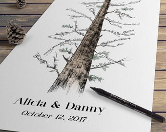 Signature Wedding Guest Book - Eternal Redwood Guestbook Alternative, Pine Tree, Fingerprint Tree, California wedding, wedding sign-in