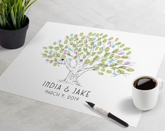 Fingerprint Wedding Guest Book - Noble Oak Finger Print Wedding Guest Book is a unique wedding guestbook alternative