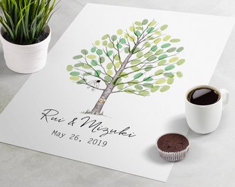 Wedding Guest Book Thumbprint Tree - Fair Birch Thumb Print Tree wedding guestbook alternative sign in. fingerprint tree wedding guest book