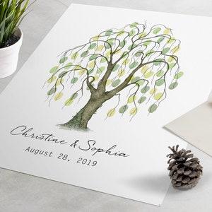 Wedding Guest Book - Classic Willow Tree Fingerprint Guestbook, Fingerprint Tree, Thumbprint Tree, custom wedding guestbook alternative