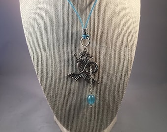 Mermaid Necklace - Mermaid Charm Pendant - Leather Cord Mermaid Necklace