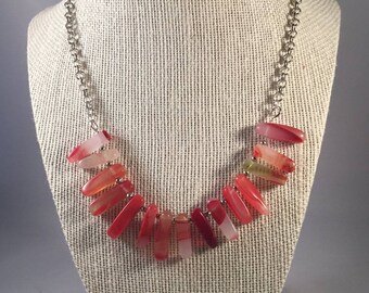 red Agate Beaded Necklace, Beaded Necklace