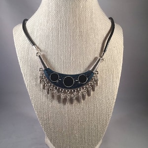 Statement Necklace, Leather Cord Necklace, Pendant Necklace, Gothic