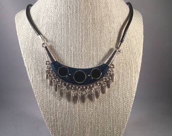 Statement Necklace, Leather Cord Necklace, Pendant Necklace, Gothic