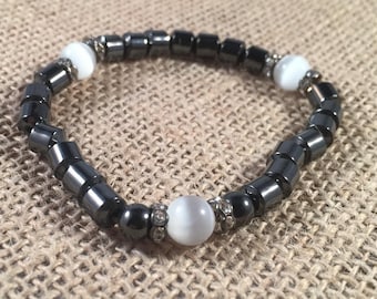 Hematite Stretch Bracelet, Beaded Bracelet