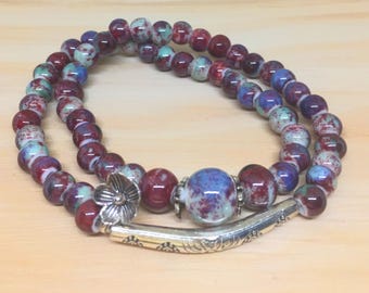 Multi Colored Beaded Stretch Layered Bracelet