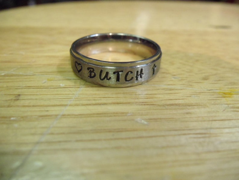 Ships in 3-5 days! NAME RINGS Style # 205 Silver ~~~316 Stainless Steel ~~ 6mm wide~~Comfort Fit Band~~~sizes 4-14~~~Engraving is Free