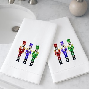 Nutcracker Green Christmas Towel, embroidered Nutcracker towel