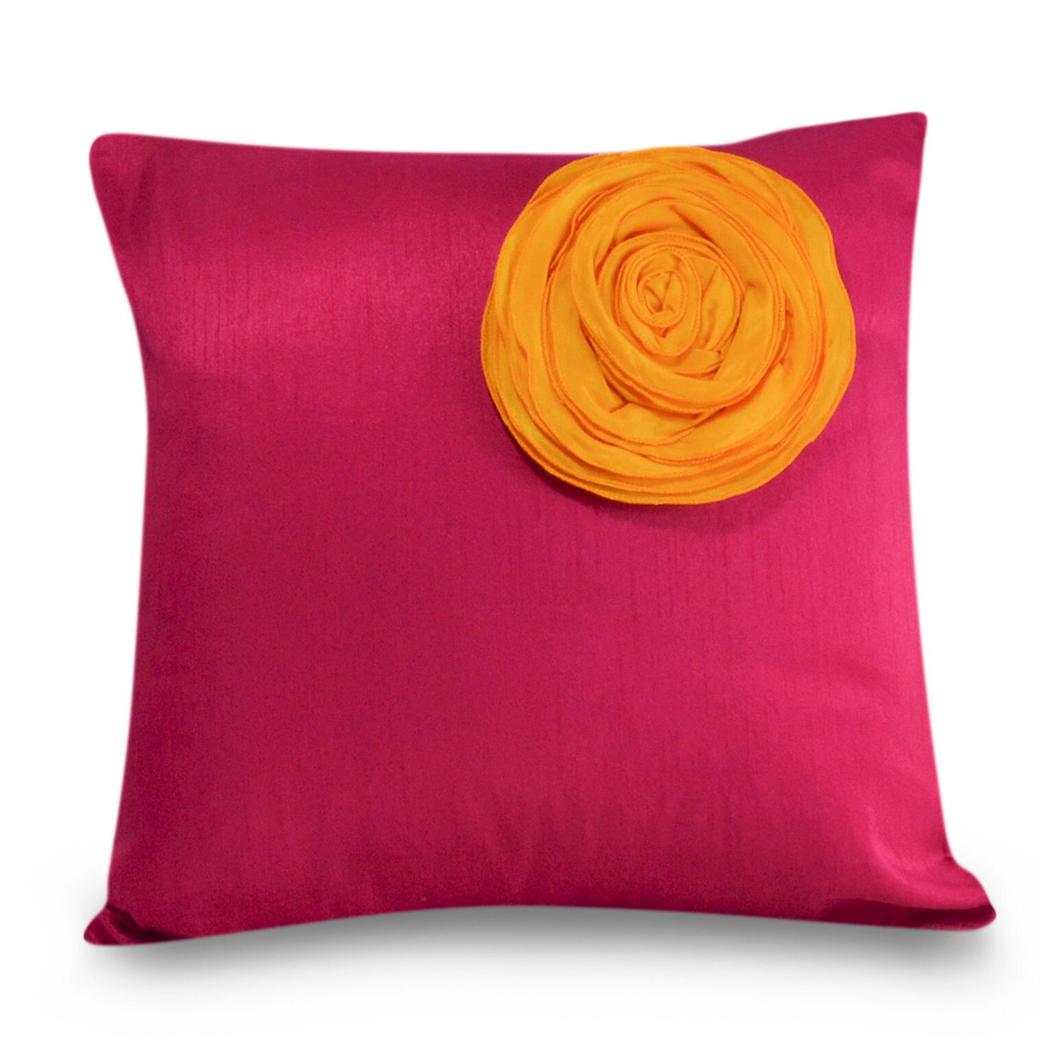 3D Flower Pillow Cover, Colorful Applique Throw Pillow, Red Pillow