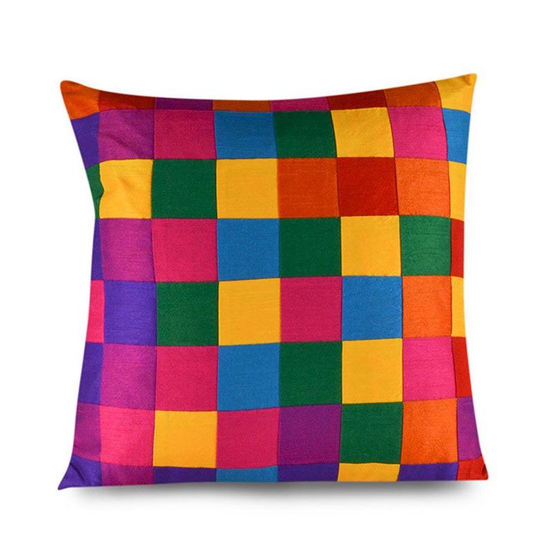 Multicolor throw pillow cover Mosaic Tiny squares design Etsy 日本