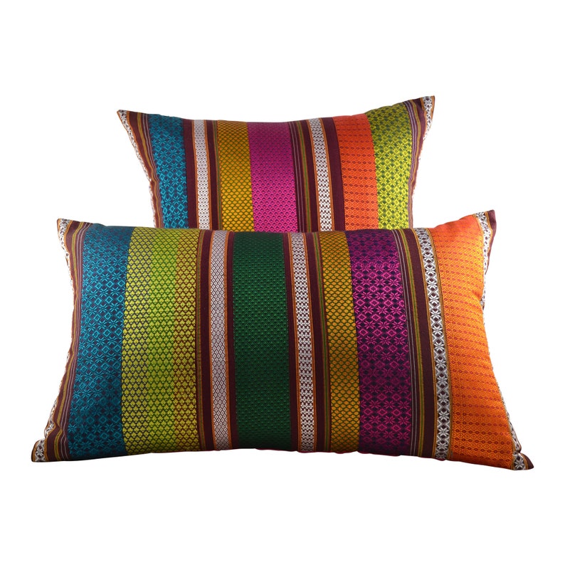 Multicolor - Set of 2 - Khun Patchwork Cotton Pillow Covers (25 x 15 in) 20