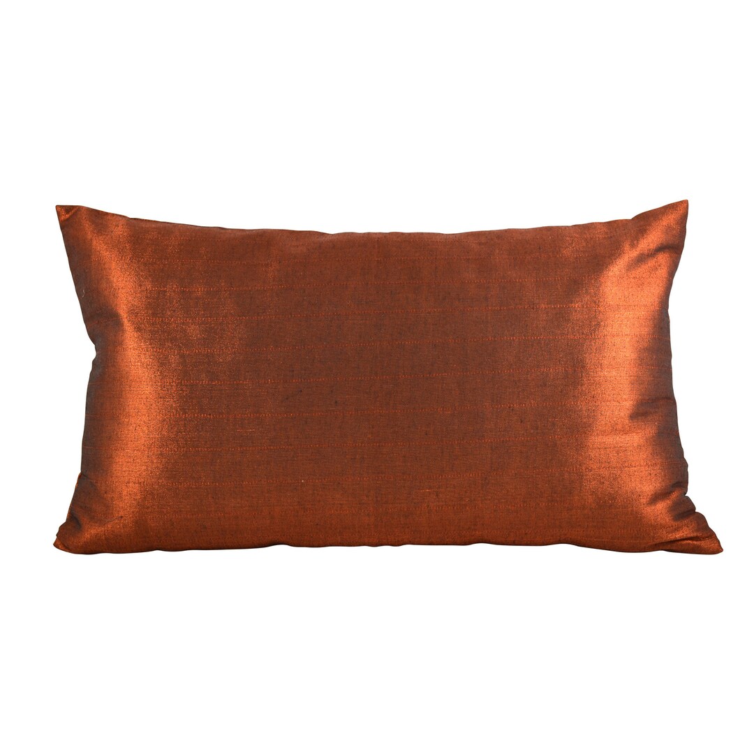 Metallic Copper Lumbar Throw Pillow Cover 12X20 Modern Etsy
