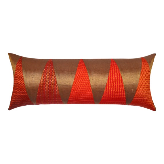 Gold and Orange Lumbar KHUNN pillow Orange lumbar pillow | Etsy