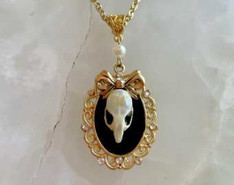 Collier tête de mort souris et perles