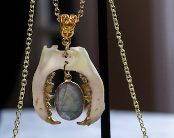 Labradorite Biting Mandible Necklace