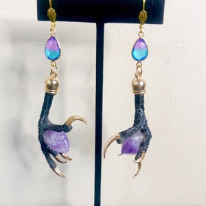 Crow and Amethyst Earrings