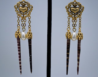 Mourning Victorian Urchin Spine Earrings