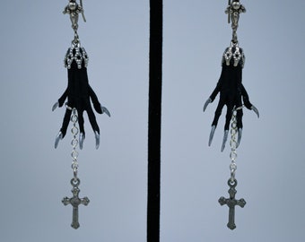 Taxidermy Paw and Cross Earrings