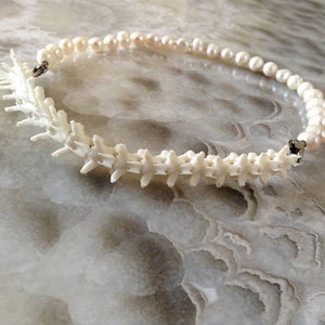 Snake Spine and Pearls Necklace