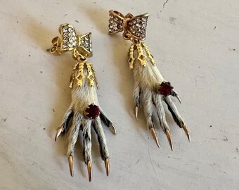 Crystal Bow Taxidermy Earrings