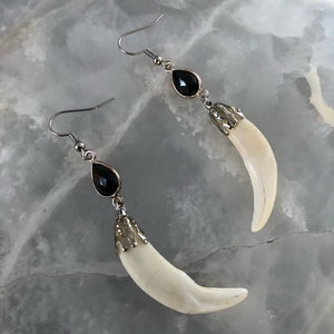 Black Onyx Fang Earrings